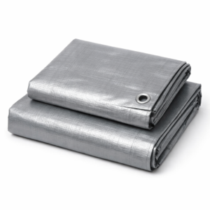 Heavy Duty Silver Waterproof Tarpaulin 140gsm - UV-Resistant PE Storage Cover with Reinforced Eyelets for All-Weather