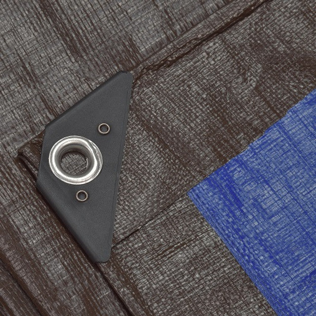 Heavy Duty Tarpaulin 185gsm – Brown Blue Waterproof Tarp for Professional and Outdoor Use with Reinforced Eyelets - Image 2