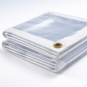 Clear PVC Tarpaulin 320gsm - Heavy Duty Waterproof Sheet with Brass Eyelets