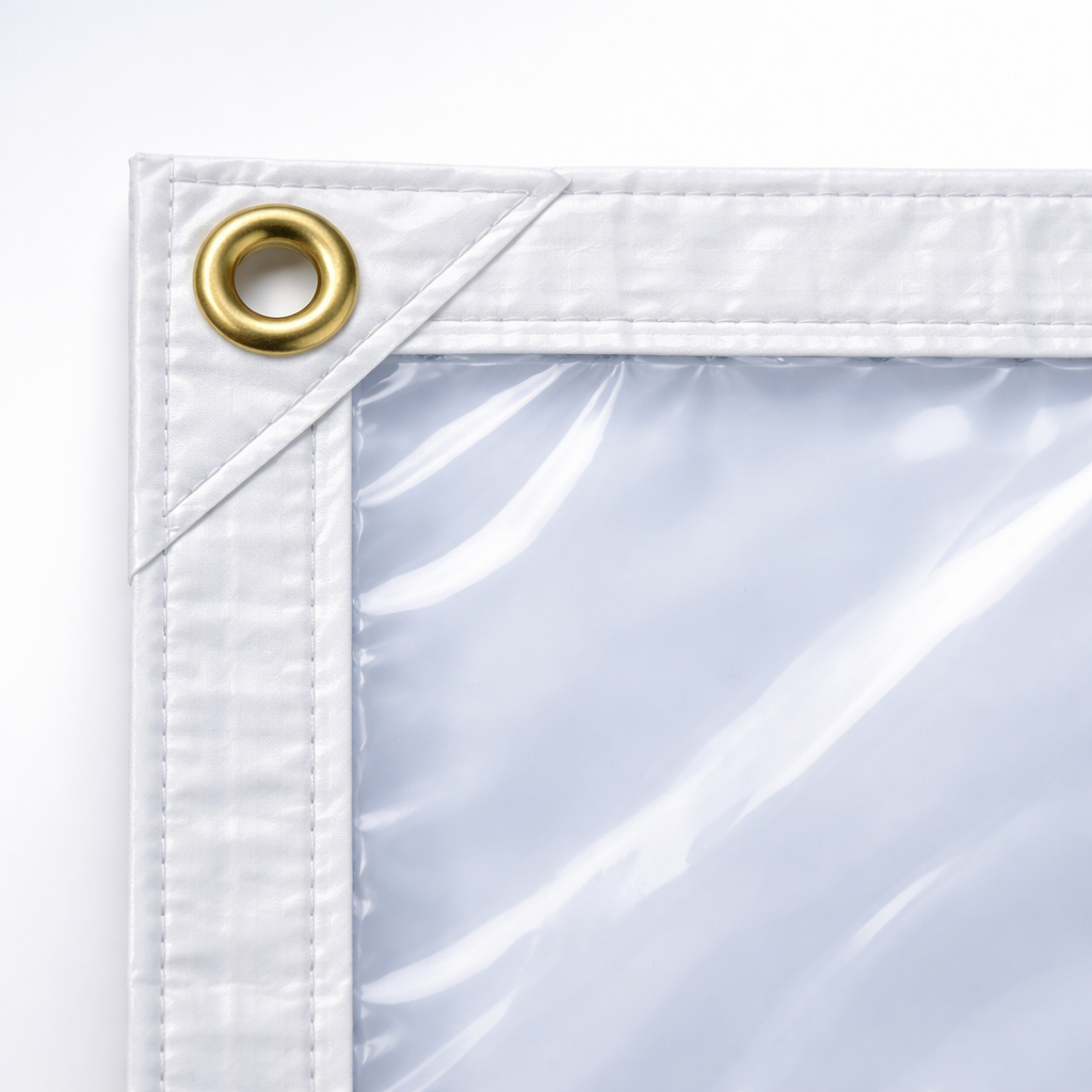 Clear PVC Tarpaulin 320gsm - Heavy Duty Waterproof Sheet with Brass Eyelets - Image 2